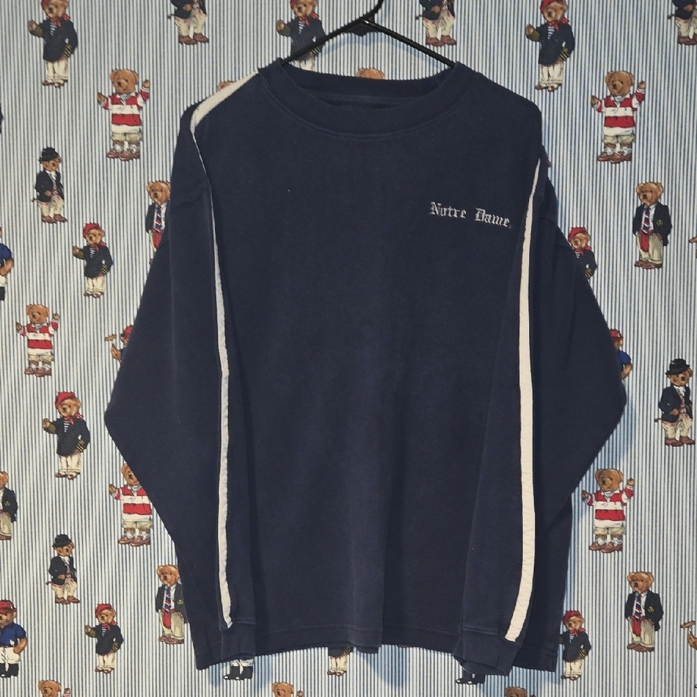 Vintage Notre Dame Embroidered Longsleeve Sweater Janaport Large